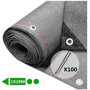 VOUNOT Brise vue occultant en HDPE 230g/m² 1x20m avec attaches de fixation gris pas cher