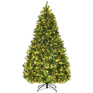 CostwaySapin de Noël Artificiel 225cm Arbre de Noël 61 pommes de pin, ... pas cher