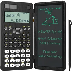 NEWYES 82MS Calculatrice Scientifique avec Tableau d'écriture et Stylo, 240 Fonctions, Affichage à 2 Lignes, Pliable, Calculatrice pour étudiants du lycée et collège