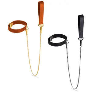 LOCKINK Collier Ajustable avec Laisse Cuir Brun et MétalVendu parrue-des-plaisirs