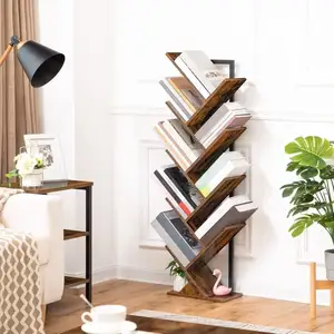 Comparateur de prix : HOOBRO Bibliothèque, Étagère à 9 Niveaux, Étagère sur Pieds, Meuble de Rangement, en Forme d’Arbre, Bureau, Étagère Décorative