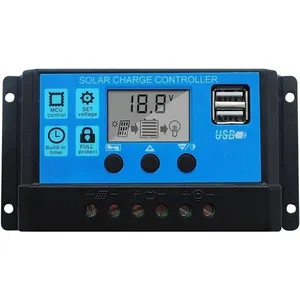 L&H-CFCAHL Régulateur solaire Solar Charge Controller 12V/24V Dual usb 10A Solar ... pas cher