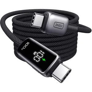 Câble de charge INIU vers USB-C 100W affichage digital noir
