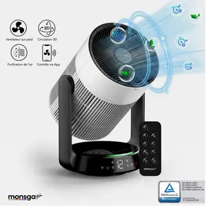 Monsga AP200 Ventilateur sur Pied 2-en-1 avec Purificateur d’Air, Osci... pas cher