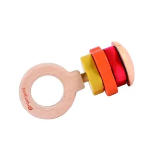 Everearth Hochet 3 anneaux 3 couleurs 11 cm pas cher