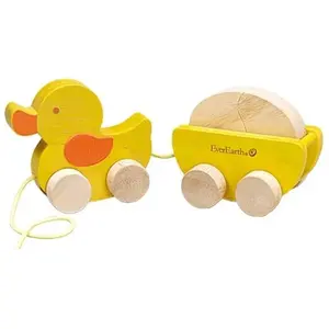 EverEarth® Jouet à trainer Canard et son Oeuf EverEarth - Jouets bois pas cher
