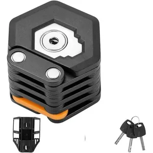 Antivol de vlo portable cadenas pliant en acier alli avec cls et suppo...Vendu parcdiscount