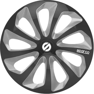 4 Enjoliveurs Noir/argent Sparco Sicilia 15 Pouces