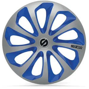 Comparateur de prix : 4 Enjoliveurs Argent/bleu Sparco Sicilia 15 Pouces