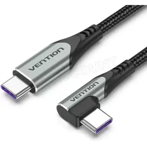 Câble USB 2.0 Vention TAKHF Type-C vers Type-C 90° 100 W 480 Mbps 1 m Gris pas cher