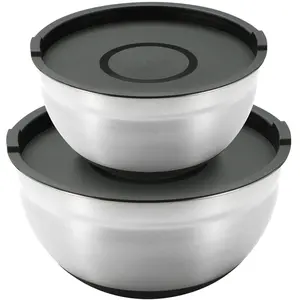 Bergner - 2 Bols + 2 couvercles pour les foodies MasterPro noirs - D. ... pas cher