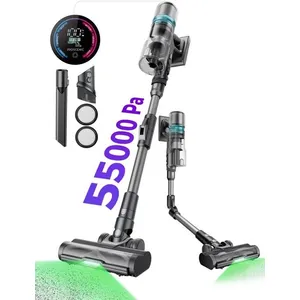 Aspirateur balai sans fil 2-en-1, 300W, batterie 4000mAh, filtration HEPA, affichage LED, bleu