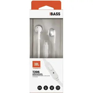 JBL Tune 205 Casque Avec fil Ecouteurs Appels/Musique Chrome, Blanc pas cher
