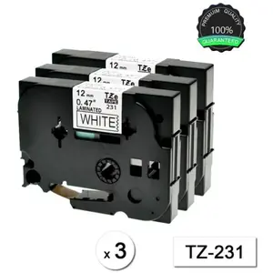 3 Lots Brother - TZe231 / TZe-231 Rubans Cassettes P-Touch noir sur bl...Vendu parcdiscount