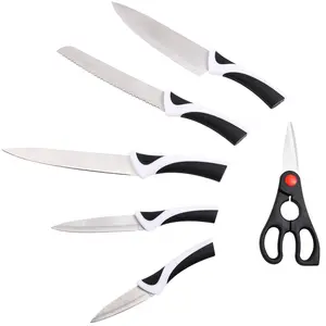 BERGNER KYOTO - Set 6 pcs Couteaux en acier inoxydable - Couteaux de chef, à découper, à pain, multi-usages et à éplucher - Poignées ergonomiques - Robustes et faciles à nettoyer