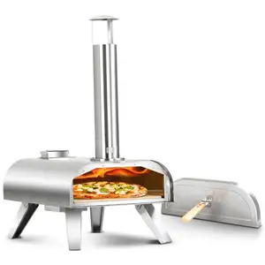 BIGHORN Four à Pizza Portable en Acier Inoxydable avec Cheminée,JardinVendu parcdiscount