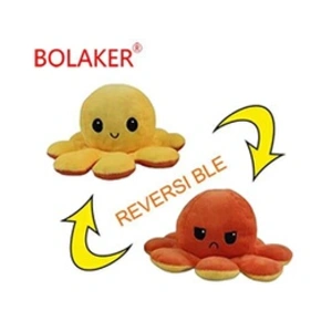 Bolaker Poulpe en peluche réversible double face 10*20cm, Jaune + orange pas cher