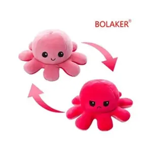 Peluche douce pieuvre réversible BOLAKER® 20cm, Rose et rouge pas cher