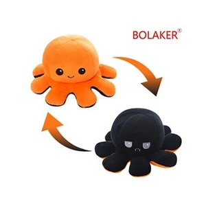 Peluche douce pieuvre réversible BOLAKER® 20cm, Orange et noir pas cher