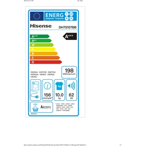 Comparateur de prix : Sèche linge pompe à chaleur HISENSE DH7S107BB