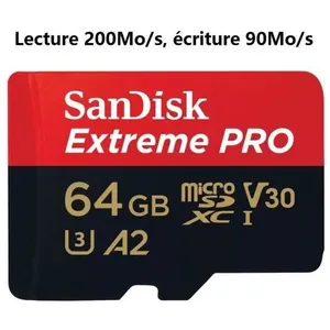 Carte MicroSD Micro SDHC SDXC SanDisk Extreme Pro 64Go Class 10 UHS-I ... pas cher