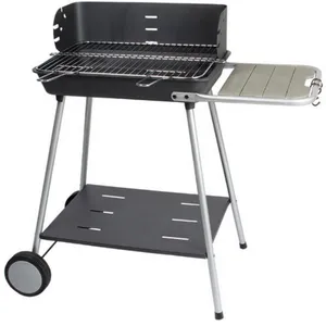 Comparateur de prix : Somagic Barbecue à charbon de bois avec tablette en bois Noir 93.5x54.5x89 cm