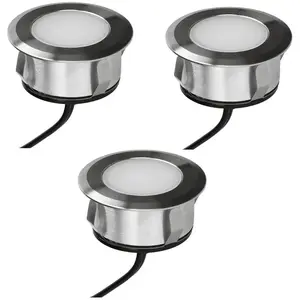 Lot 3 spots extérieur encastrables 3.8W, 3000K, 3x25lm, Ø69, Inox - pa...