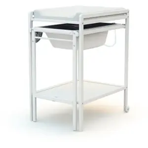 AT4 Table à langer à roulettes avec baignoire -Blanc