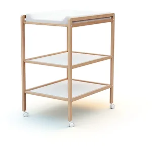 Comparateur de prix : AT4 - Table à langer 2 étagères- Hêtre Verni