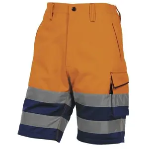 Comparateur de prix : Deltaplus Bermuda De Travail Haute Visu. Marine/orange Fluo L Phbe2