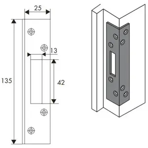 Gâche équerre 49E pour porte poussante finition brute ISEO 9702049E pas cher