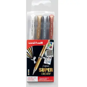 Comparateur de prix : uni-ball Stylo Roller Ã Encre Gel Signo Broad Um-153 Ãtui De 4