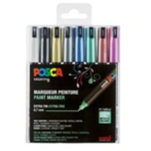POSCA Set de 8 Marqueurs PC1MR Pte calibrée extra-fine Couleurs MétalliséesVendu parcdiscount