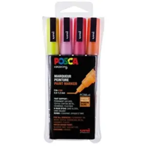 Comparateur de prix : uni-ball Marqueurs POSCA - Set de 4 - Pointe fine conique - Paillette