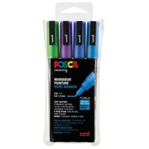 Comparateur de prix : Uni-Ball Posca Set 4 MARQUEURS PC3M Pochette Paillettes Froides