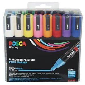 Comparateur de prix : Uni Posca Stylos Basis Colors PC5M Ligne 1.8-2.5mm - 16 Couleurs Set