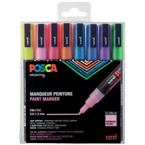 Comparateur de prix : Uni-Ball 186513 - Marqueur POSCA à pointe ogive fine, set de 8, paillettes