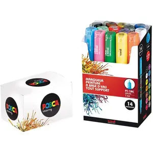 Marqueur Posca trait extra fin 1 mm - Boite de 14 couleurs assorties