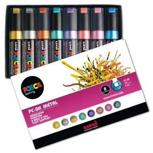 Comparateur de prix : uni-ball Marqueur peinture POSCA PC-8K, étui de 8 pièces