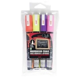 Comparateur de prix : uni-ball marqueur craie Chalk PWE-5M, étui de 4, couleurs