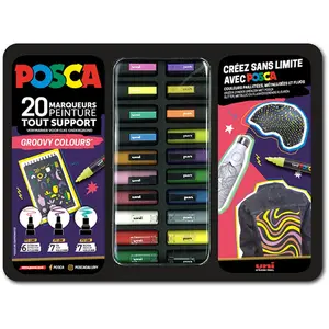 Comparateur de prix : Mallette métal de 20 marqueurs POSCA Groovy Colours