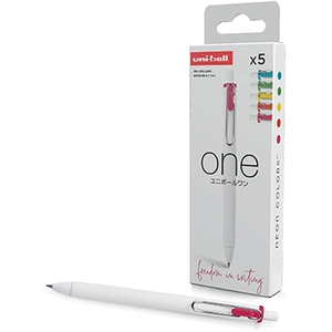 Uni-Ball Rollerball Encre gel One 0,7 mm Étui 5 couleurs NEON pas cher