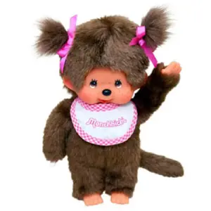 Comparateur de prix : Monchhichi Peluche Fille Bavoir Rose et blanc 20 cm - 25555