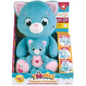 Peluche douce - JEMINI - TOONIES - Maman Chat intéractive et son bébé ... pas cher