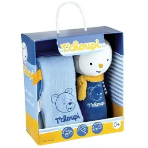 Comparateur de prix : T'CHOUPI BABY - Coffret couinette hochet et carré gaze de coton JEMINI