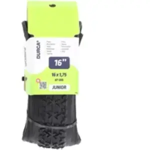 Comparateur de prix : Pneu de vélo tringles souples enfant Durca Noir 16"x1,75 802865