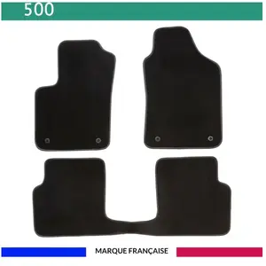 FIAT Tapis de voiture - Sur Mesure pour 500 (dès 2007) - 3 pièces - Tapis de sol antidérapant pour automobile