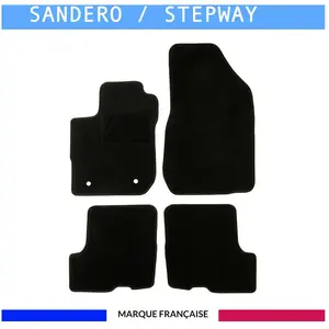 DACIA Tapis de voiture - Sur Mesure pour SANDERO (2018 - 2020) - 4 pièces - Tapis de sol antidérapant pour automobileVendu parcdiscount