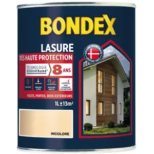 BONDEX Lasure Haute protection 8 ans - Incolore Satin, 1L pas cher