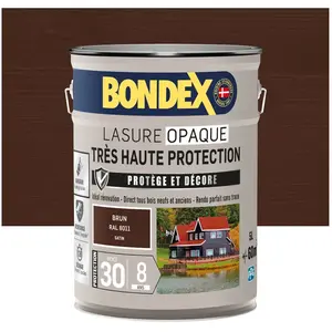 Lasure opaque Très haute protection - Brun RAL 8011 satin - BONDEX - 5...